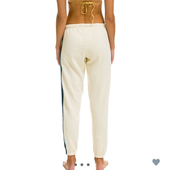 Aviator Nation 5 stripe stitch work down the entire leg size xs vintage white - Picture 2 of 8